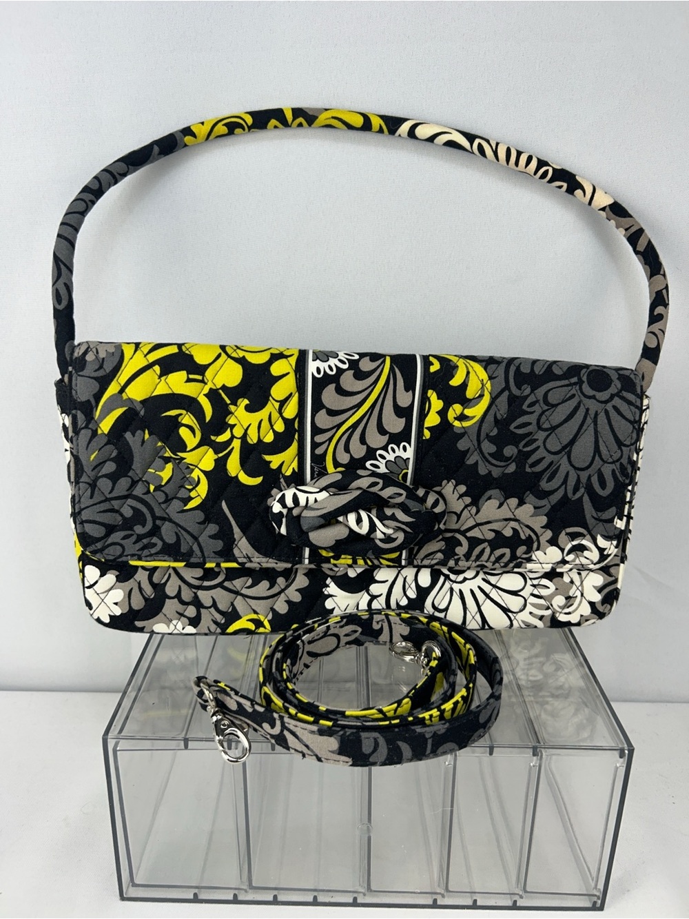 Vera Bradley Black, Yellow & Gray Quilted Floral Shoulder Bag